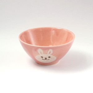 Animal Face Kids Rabbit Pink Mino Ware Pottery Plates Made in Japan