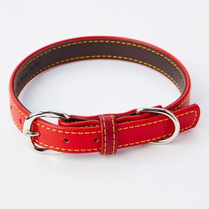 Dog Collar Red Calla Lily M Soft Leather