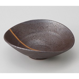 鉄釉ライン 変形鉢(小) ［美濃焼 食器 日本製]