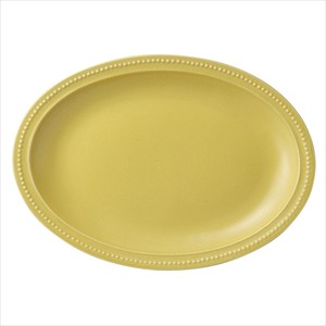 Mino ware Main Plate Yellow Dot Made in Japan