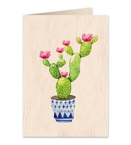 Little Natural Wood 100 Greeting Card Cactus Flower