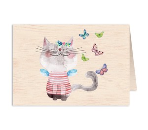 Little Natural Wood 100 Greeting Card memories Cat