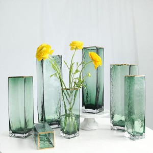 SHY2019透明四角ガラス花瓶 ホームリビングデスク飾り0610#LGHB091
