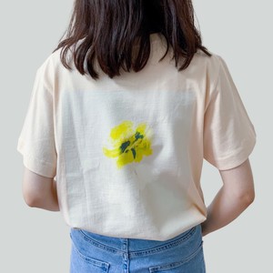 FLOWER GRAPHICS PRINT BEIGE HIGH QUALITY T-SHIRTS フラワーグラフィックプリント半袖Tシャツ　ベージュ