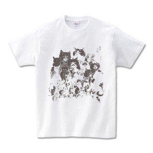 Short Sleeve T-shirt Portrait Size L Summer Clothing Cat Illustration Men's Ladies Unisex