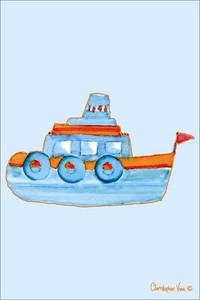 ポストカード クリストファーヴァインデザイン「水色の船」 148×100mm