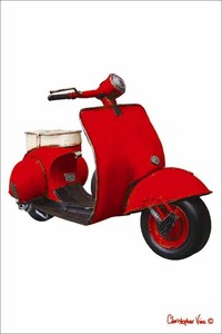 ポストカード クリストファーヴァインデザイン「赤いバイク」 148×100mm