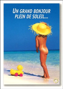 ポストカード サマーカード 「麦わら帽子の子供」 カラ—写真 海 ビーチ 暑中見舞い