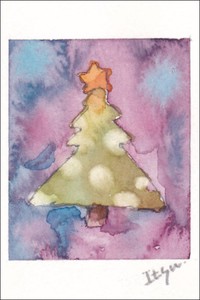 ポストカード クリスマスカード marron125「クリスマスツリー」 ツリー 星 水彩画