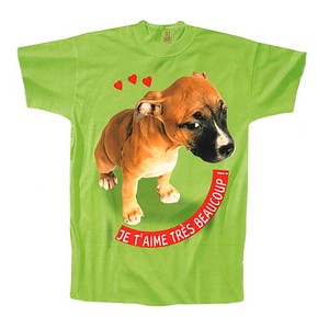 ポストカード サマーカード Tシャツ柄シリーズ 「JE T'AIME TRE'S BEAUCOUP！」 犬 暑中見舞い