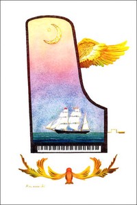 Postcard Kazuaki Yamada Music Watercolor