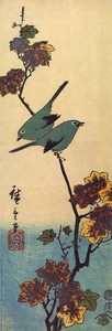 ポスター アート 歌川広重「楓に鳥」 350×1000mm (AF1273)