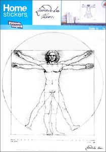 ウォールステッカー（転写タイプ） ダ・ヴィンチ 「ウィトルウィウス的人体図」 （サイズ/50×70cm）