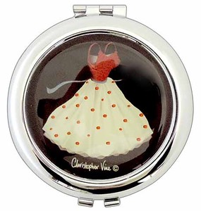 Metal Compact Mirror Red Dot One-piece Dress List Fur Design Hand Mirror Stationery