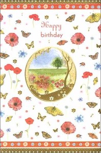 グリーティングカード 誕生日/バースデー 「蝶と花」  虫