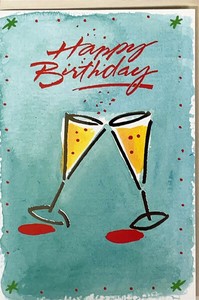 グリーティングカード 誕生日/バースデー グラフィックライン「シャンパングラス」メッセージカード