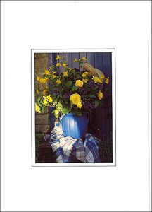 グリーティングカード 多目的 B&Bフラワーシリーズ「ブルーの花瓶」 花柄