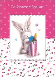 グリーティングカード 多目的 「贈り物に手紙を入れるうさぎ」 ウサギ