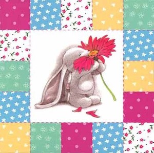 Greeting Card Red Flower Rabbit