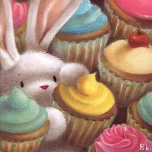 グリーティングカード 多目的 「うさぎとカップケーキ」 ウサギ