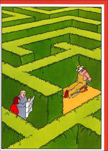 グリーティングカード 多目的 バルタック「植木の迷路」イラスト