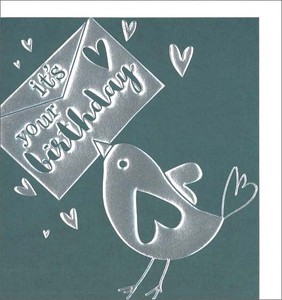 グリーティングカード 誕生日/バースデー 「手紙をくわえた小鳥」 小動物