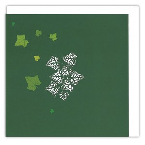 グリーティングカード 多目的 「フランスの木の葉/深緑」 カットアウト アート