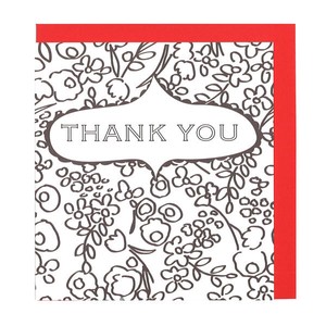 グリーティングカード 塗り絵 多目的 「ありがとう サンキュー」赤 花柄 フラワー