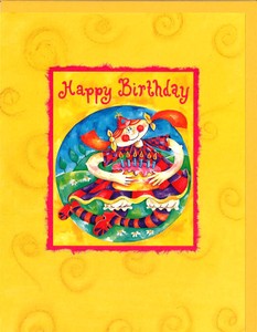 グリーティングカード 誕生日/バースデー タートルベイ「ケーキとバースデーガール」イラスト