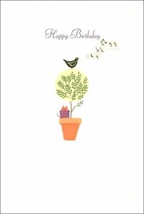 グリーティングカード 誕生日/バースデー 「小鳥と植物とプレゼント」