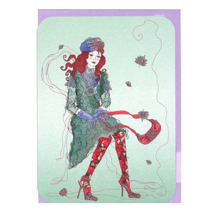グリーティングカード 多目的 エクレクティックセレクション「バッグを持った女性」 ドレス イラスト