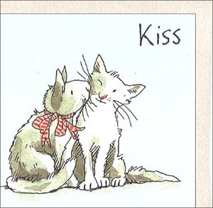 ミニグリーティングカード 多目的 「キス」 猫 ねこ ネズミ