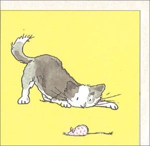 ミニグリーティングカード 多目的 「こねことねずみ」 猫 ネズミ