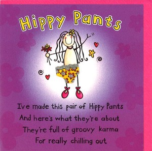 グリーティングカード 多目的 立体パンツ「Hippy Pants」 ドレス イラスト
