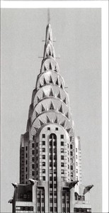 ロンググリーティングカード 多目的 モノクロ写真「クライスラービル」 建物 建造物