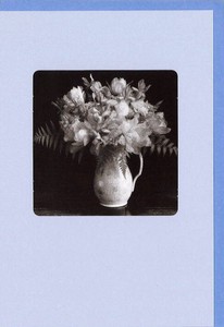 グリーティングカード お悔み モノクロウィンドウ「チューリップとシダの花瓶」