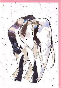 グリーティングカード 多目的 貼り絵「象/ゾウ」 イラスト