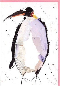 グリーティングカード 多目的 貼り絵「ペンギン」 イラスト