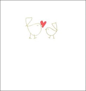 グリーティングカード バレンタイン「鳥とハート」 小動物