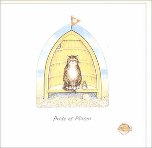 グリーティングカード 多目的 ピーター・クロス「座っている猫とねずみ」動物