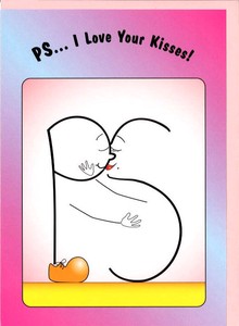 グリーティングカード 多目的 PS/追伸「あなたのキスが最高！」キャラクター イラスト