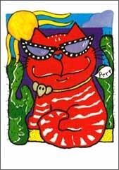 ミニグリーティングカード ひとことカード 多目的「サングラスの猫」
