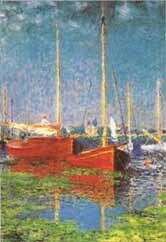 ミニグリーティングカード ひとことカード 多目的 モネ「アルジャントゥイユの赤い船」 アート