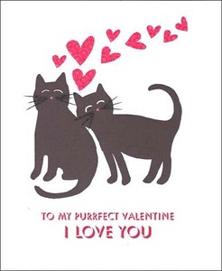 グリーティングカード バレンタイン「黒猫とハート」
