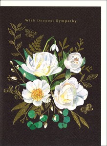 グリーティングカード シンパシー「白い花」弔慰 お悔み 黒背景 メッセージカード