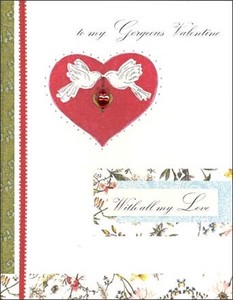 グリーティングカード バレンタイン「鳥と花とハート」 小動物
