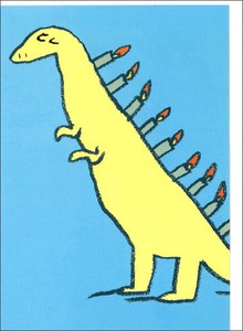 グリーティングカード 多目的 アニマルライフ「キャンドル恐竜」動物 お絵描き イラスト