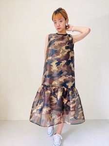 Camouflage Print Frill One-piece Dress