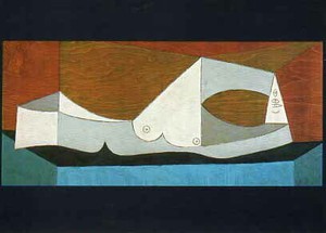 ポストカード アート ピカソ「青いベットに横たわる裸婦」