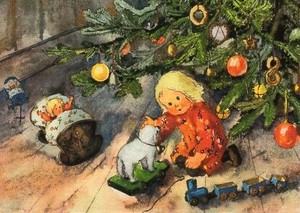 ポストカード クリスマス アート ウェーバー「クリスマスの妖精からのプレゼント」